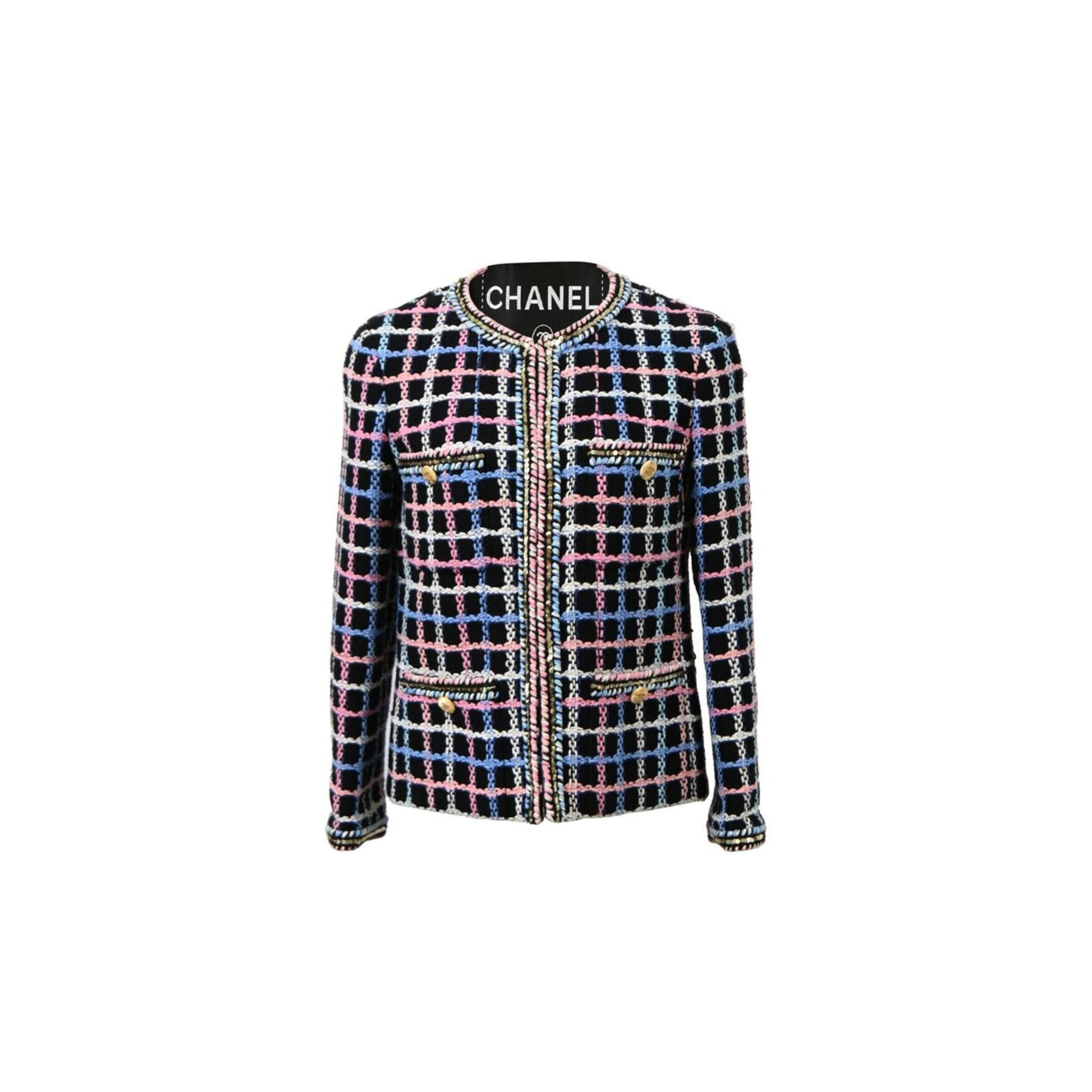 Ch**el printed evening tweed jacket in multicolor cotton